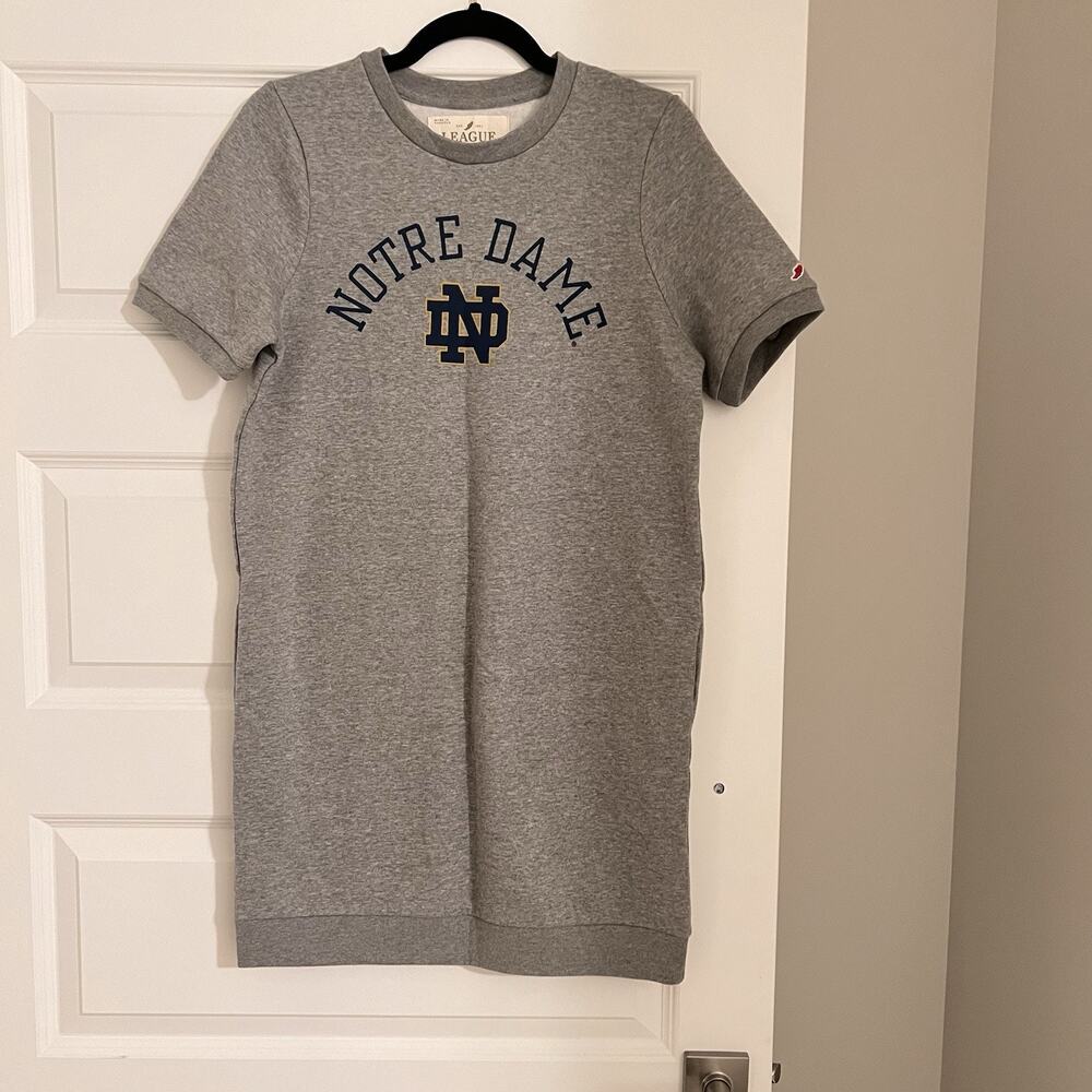 Notre Dame Fighting Irish Sweatshirt Dress Small Gray Fleece Crew Neck Pockets